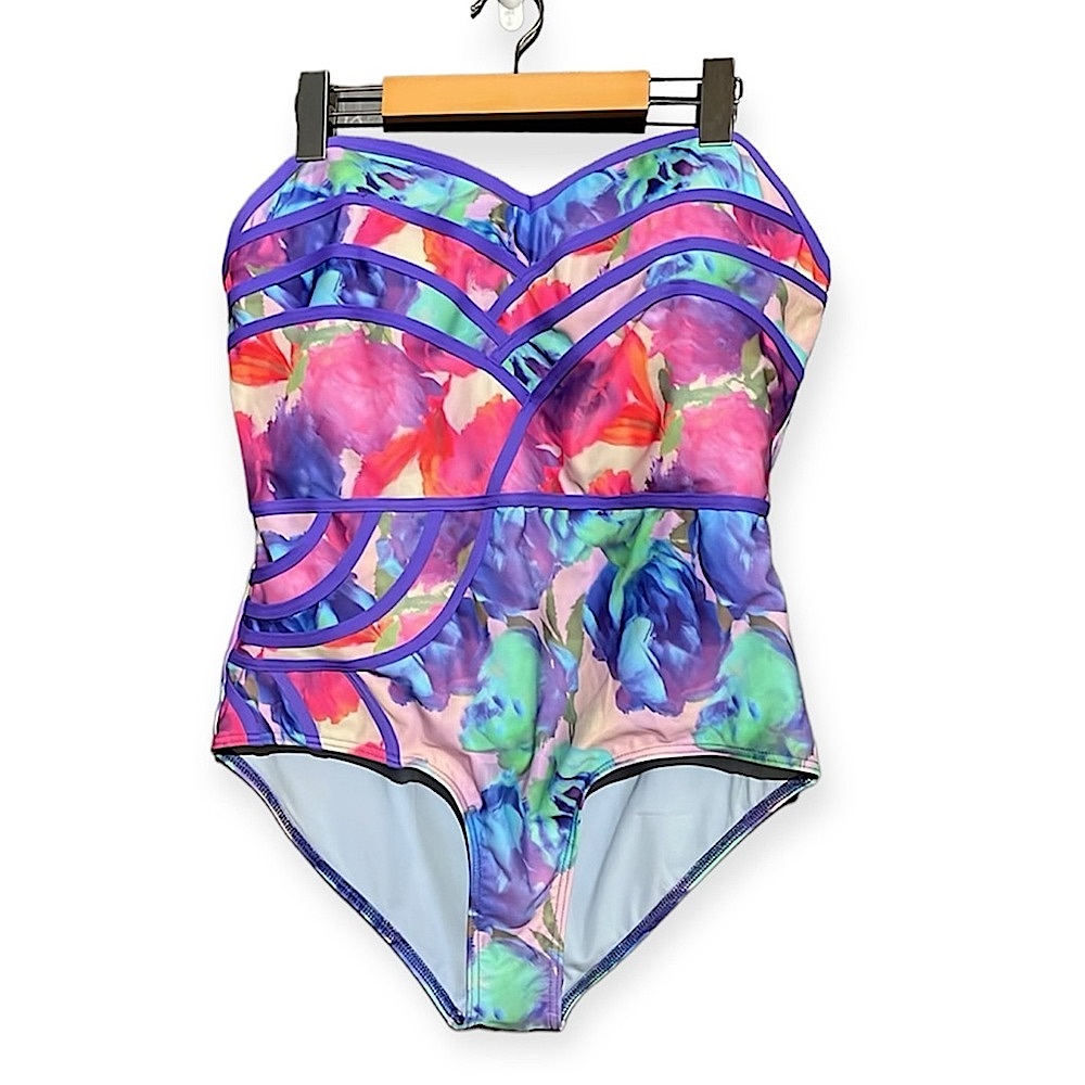 ModCloth High Dive Set The Serene Strapless One Piece Pin Up Swimsuit NWOT